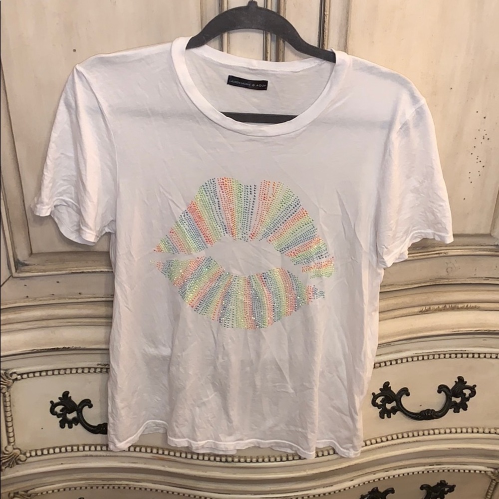 Lauren Moshi x Aqua colorful lips T-shirt